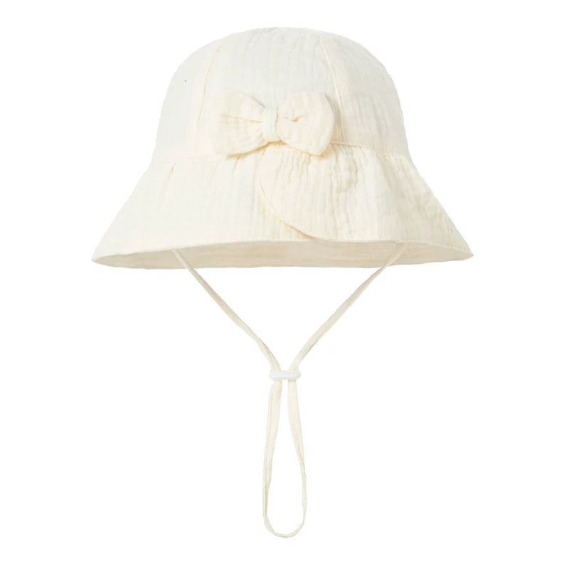 Baby Hats Girls Bowknot Panama Summer Kids Sun Hat Infant Beach Fisherman's Hat Children Breathable Cotton Outdoor Bucket Cap