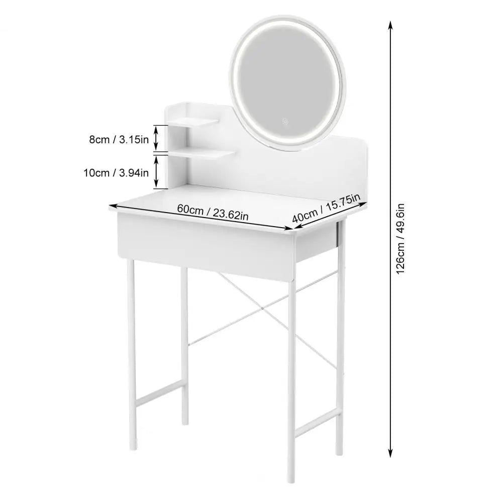 Vanity Table 3 Modes Brightness Adjustable Makeup Vanity Desk with LED Lighted Mirror Bedroom Dressing Table
