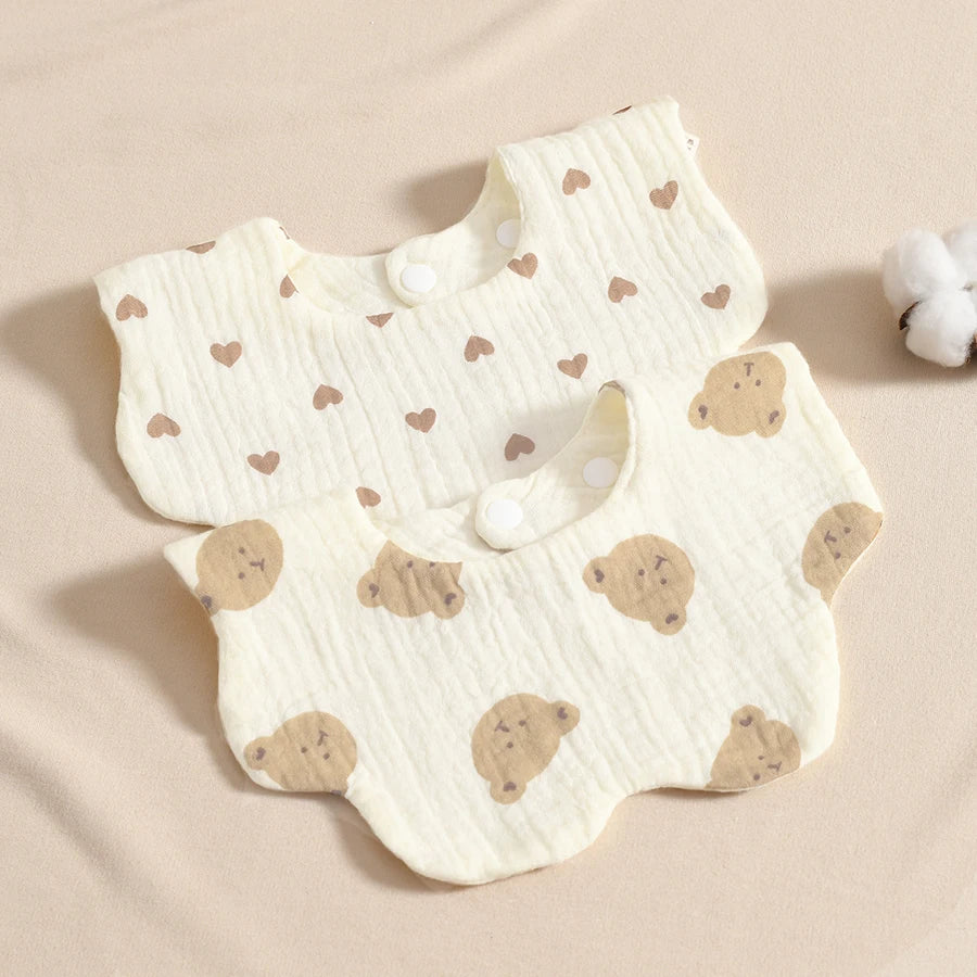 4Pcs Ultra-Soft and Comfortable Baby Bibs, Suitable for Ages 0-3, with Snap Button Design, Washable-Machine Washable, Newborn Gauze Drool Bibs-Waterproof Spit-Up Bibs for Babies, Ultra-Soft Autumn and Winter Bibs, Perfect Bab