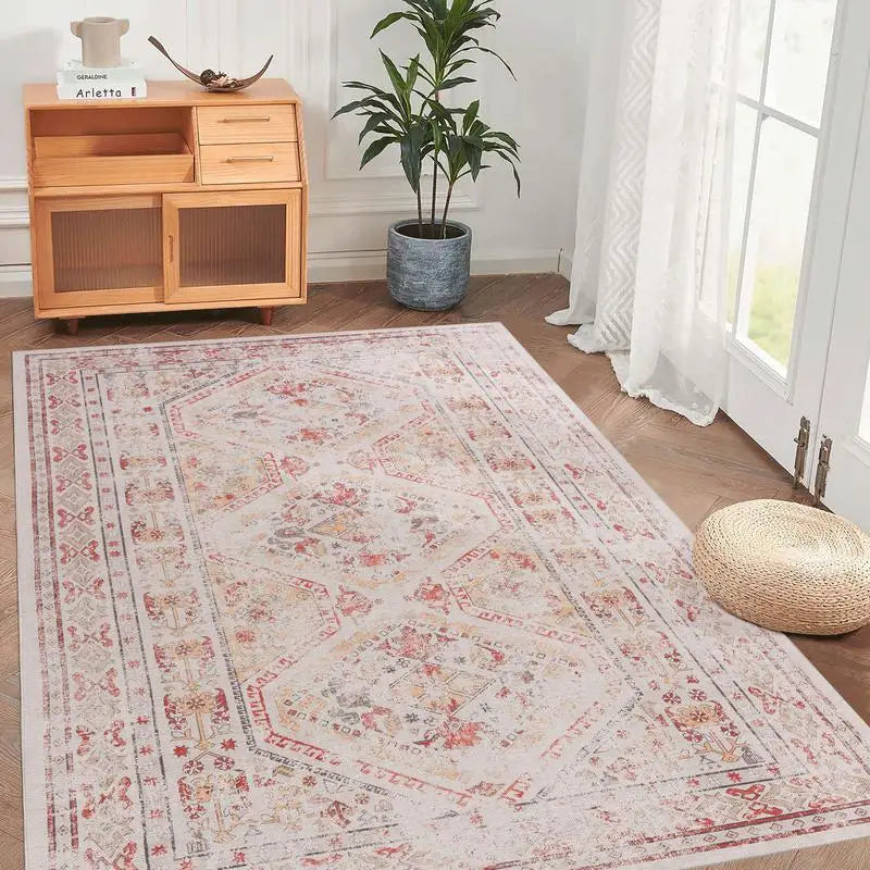 Washable Low-Pile Area Rug 3x5, Non-Slip, Non-Shedding, Foldable, Kid & Pet Friendly - Ideal for Living Room, Bedroom, Kitchen