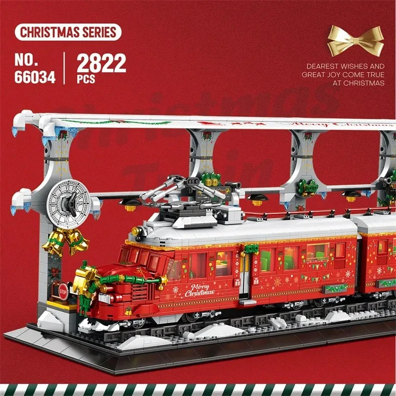 2822PCS Adorable Christmas Train Building Blocks Set Architectural Room Decoration Toys  for Adults Christmas Birthdays Gifts