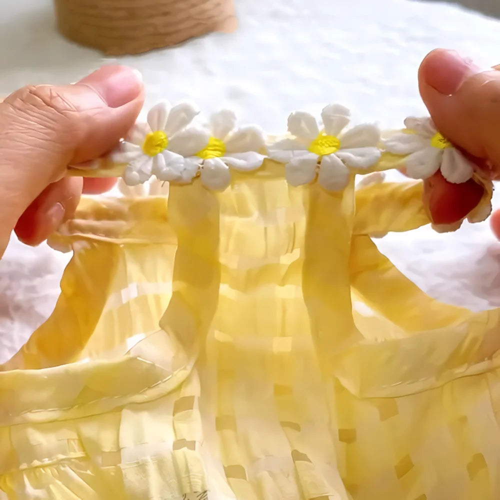 Breathable Cat Skirt Floral Wreath Collar Pretty Cute Small Dog Skirt Thin Small Dog Dress Mini Puppy Princess Dress