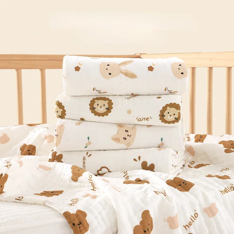 4 Layer Cotton Newborn Baby Bath Towel Swaddle Blanket Babies Bedding Gauze Blankets Stroller Cover Children's Shower Towel
