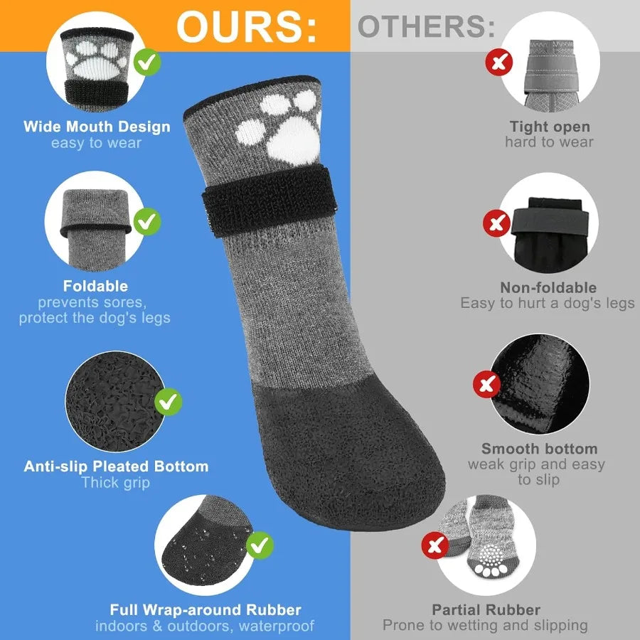 Anti Slip Dog Boots Paw Protectors for Hot Pavement to Prevent Licking Waterproof Dog Shoes for Small Medium Large Senior Dogs