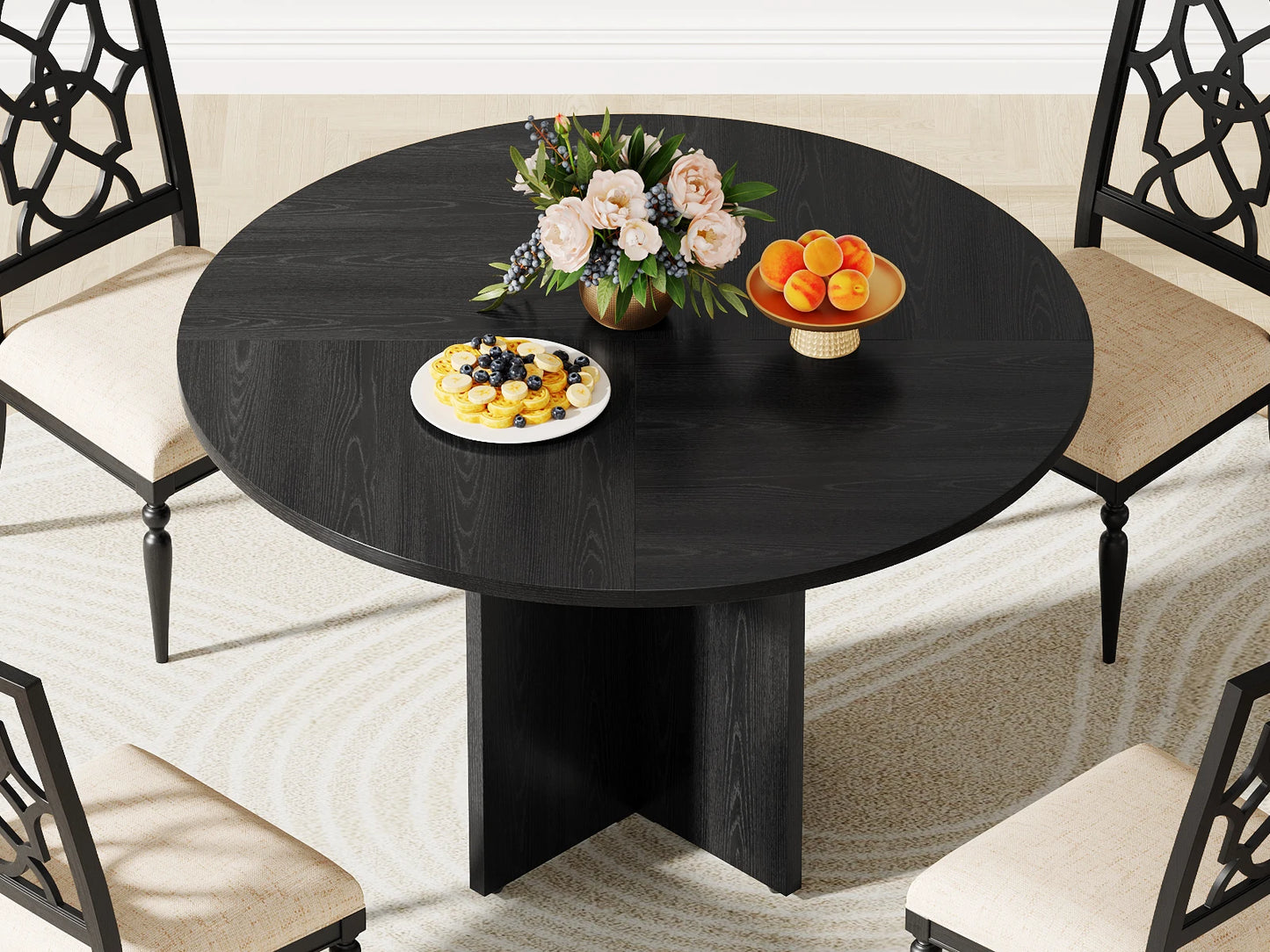 120CM Wooden Dining Table Nordic Study Lounge Garden Designer Dining Table Writing Service Mesas De Jantar Kitchen Furniture for 4-6 People Brown
