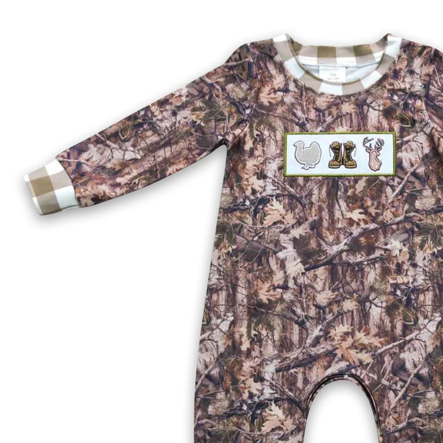 Baby Boys Hunting Boots Turkey Deer Camo Fall Rompers