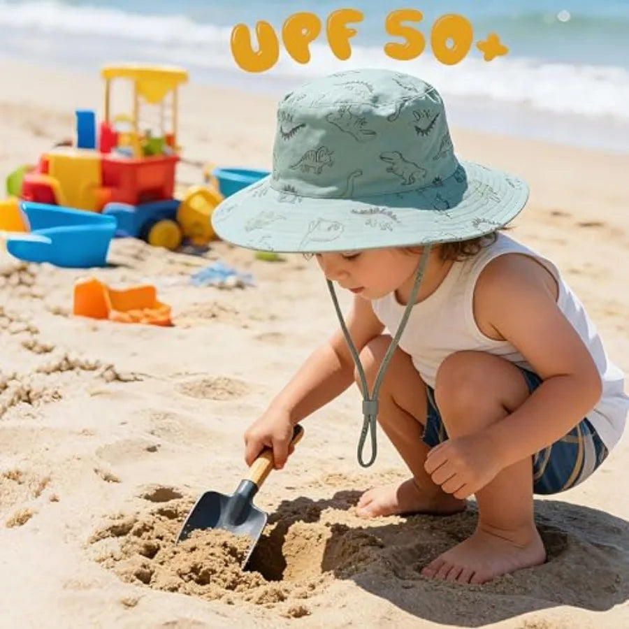 Baby Sun Hat UPF 50+ Sun Protective Toddler Bucket Hat Summer Beach Hats Wide Brim Outdoor Play Hat for Boys Girls