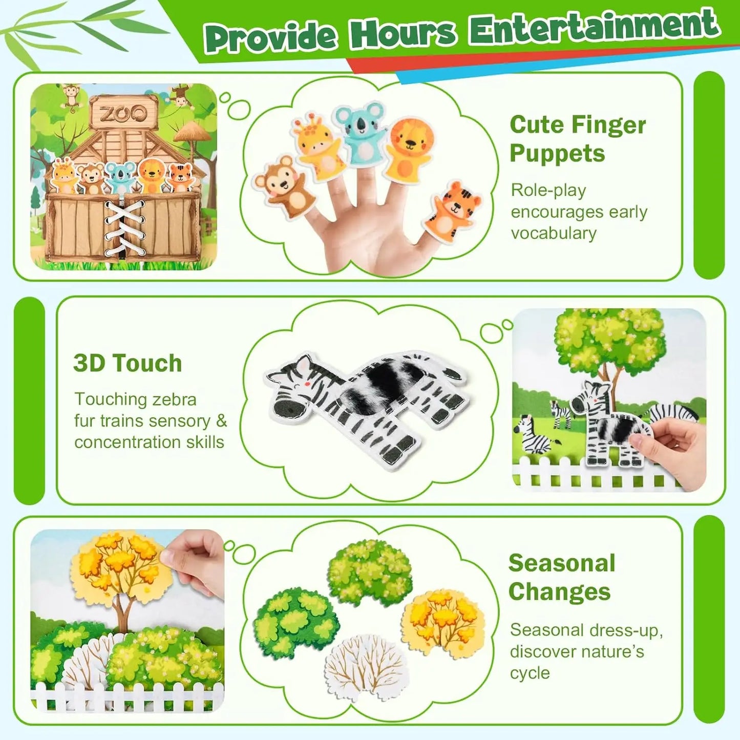 Children's baby Early Education Intelligence Learning baby Toys Felt Learning Board, Busy Board, Busy Book, Cloth Book, Including Life Skills, Alphabet, Numbers, Shapes Colors, Animals, Weather, Toddler Travel Toys, Birthday
