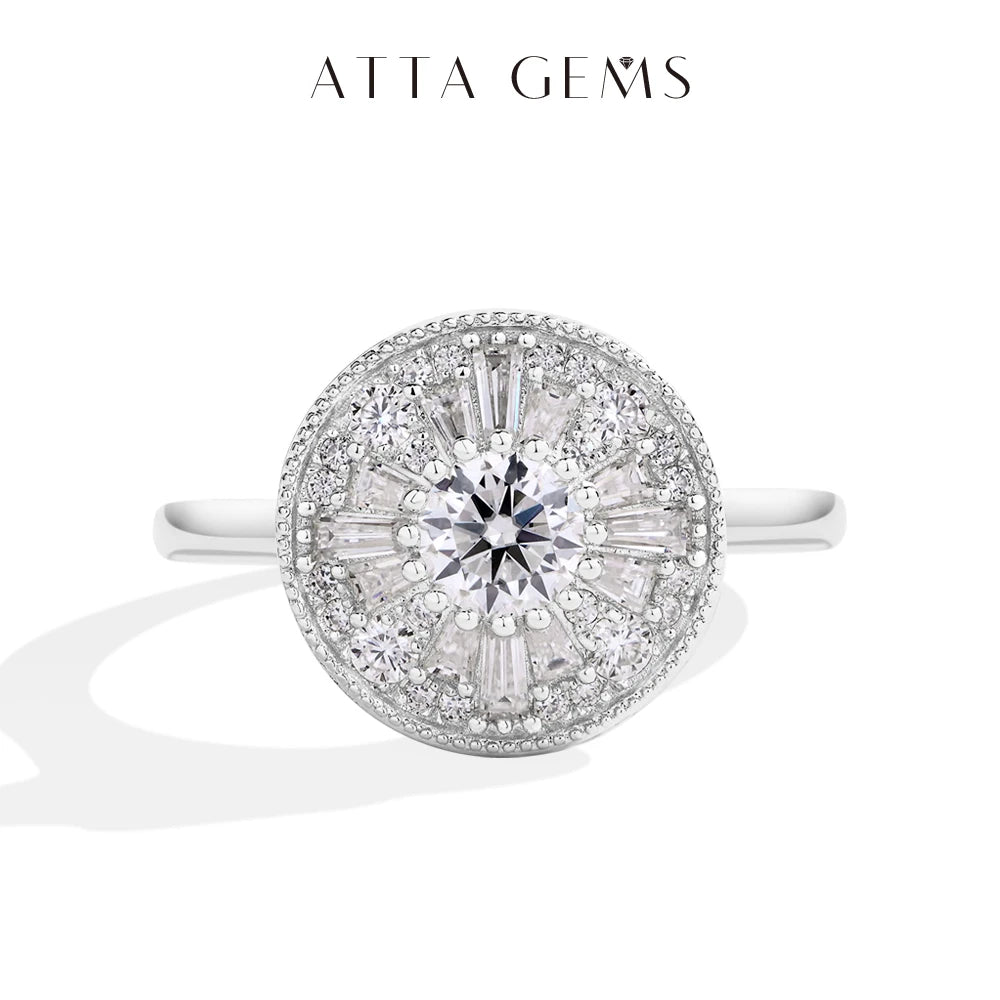 Round Cut 0.5CT Full Moissanite Ring DVVS1 Real 925 Sterling Silver for Women Engagement Fine Jewelry Shipping From USA