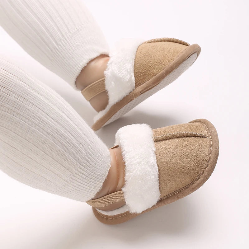 0-18M male and female baby autumn and winter cotton slippers with plush insulation soft sole comfortable indoor walking shoes