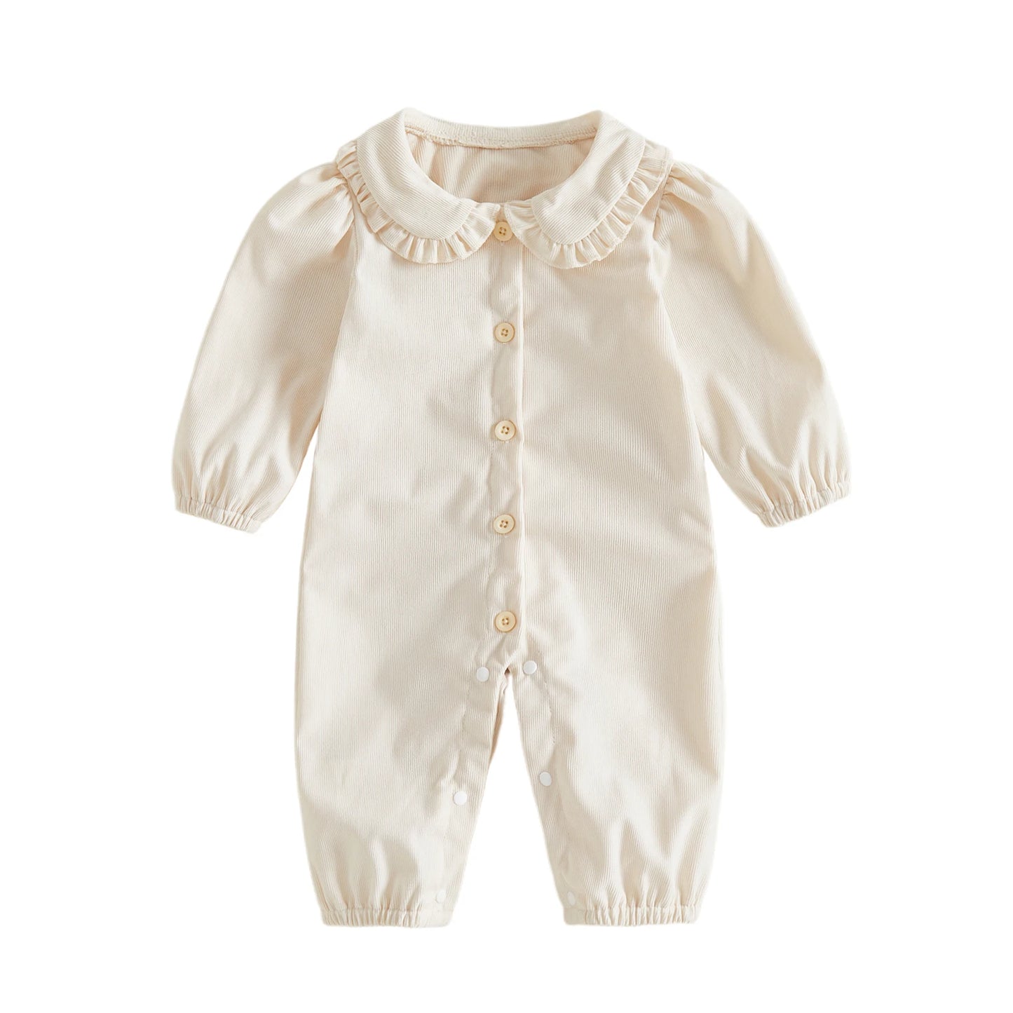 Infant Girl Collar Solid Color Romper Puff Long Collar Jumpsuit Doll Girl-Romper Puff Long Infant Girl Romper