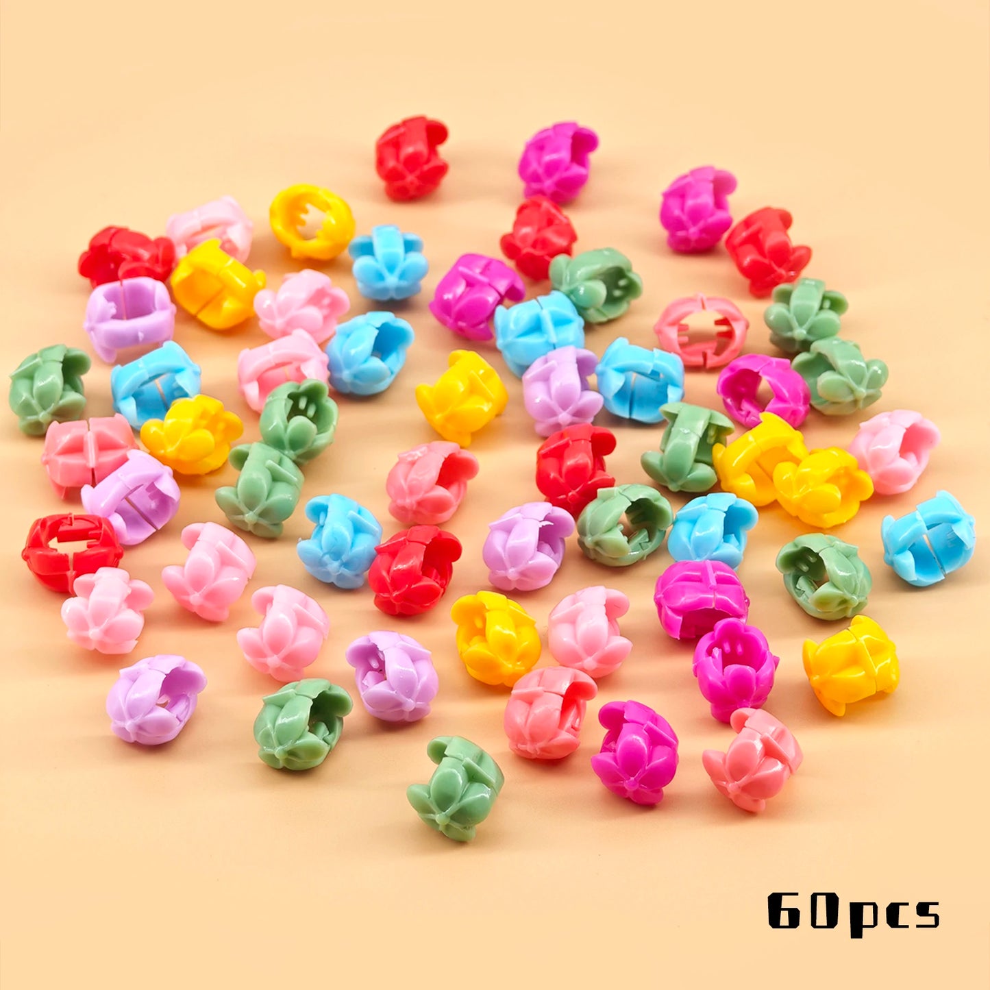60pcs Hair Braids Beads Headwear Cute Candy Colors Plastic summer  Hair Claw Clips  Hair Accessories Loc Hair Jewelry for Braids hair accessories