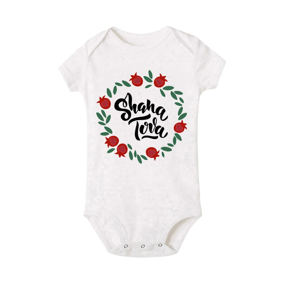 Shana Tova Print Baby Bodysuit Rosh Hashanah Newborn Clothes Jewish New Year Party Toddler Jumpsuit Outfit Infant Holiday Romper