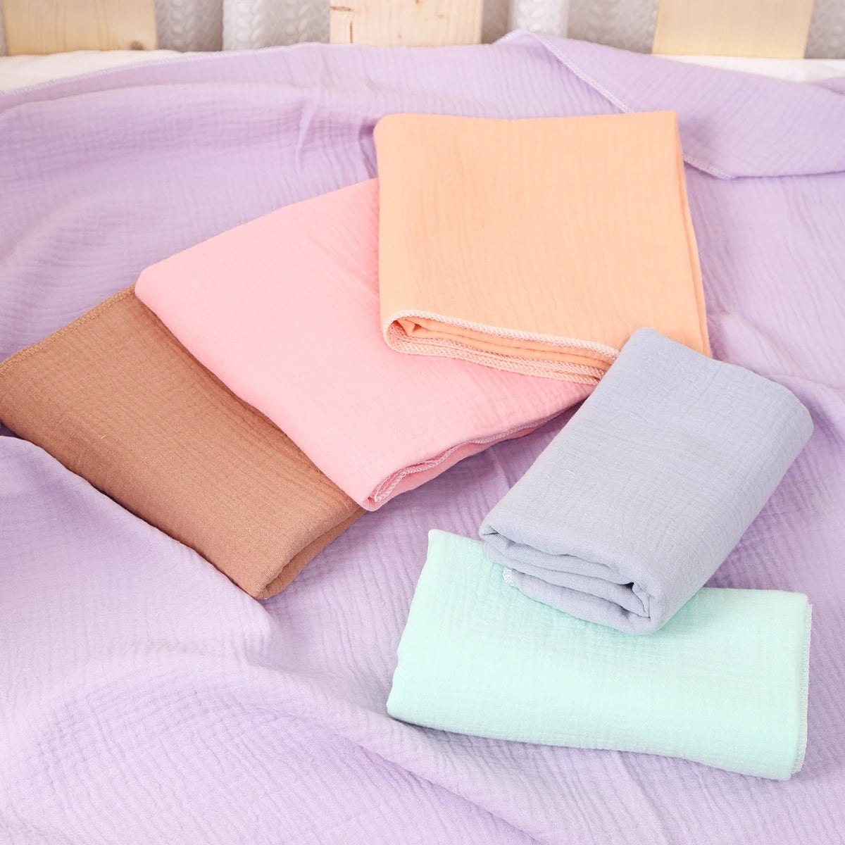 Baby Cotton Swaddle Blanket Muslin Bath Towel Newborn Crinkle Fabric Stroller Cover Wrap Gauze Toddler Sleep Blanket