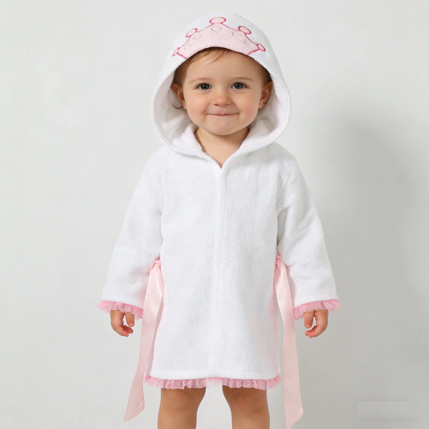 Girl Bathrobe Wash Waddle Princess Crown Hooded Towel Terry Newborn Blankets Bath Robes 0-5Years Ultra Absorbent