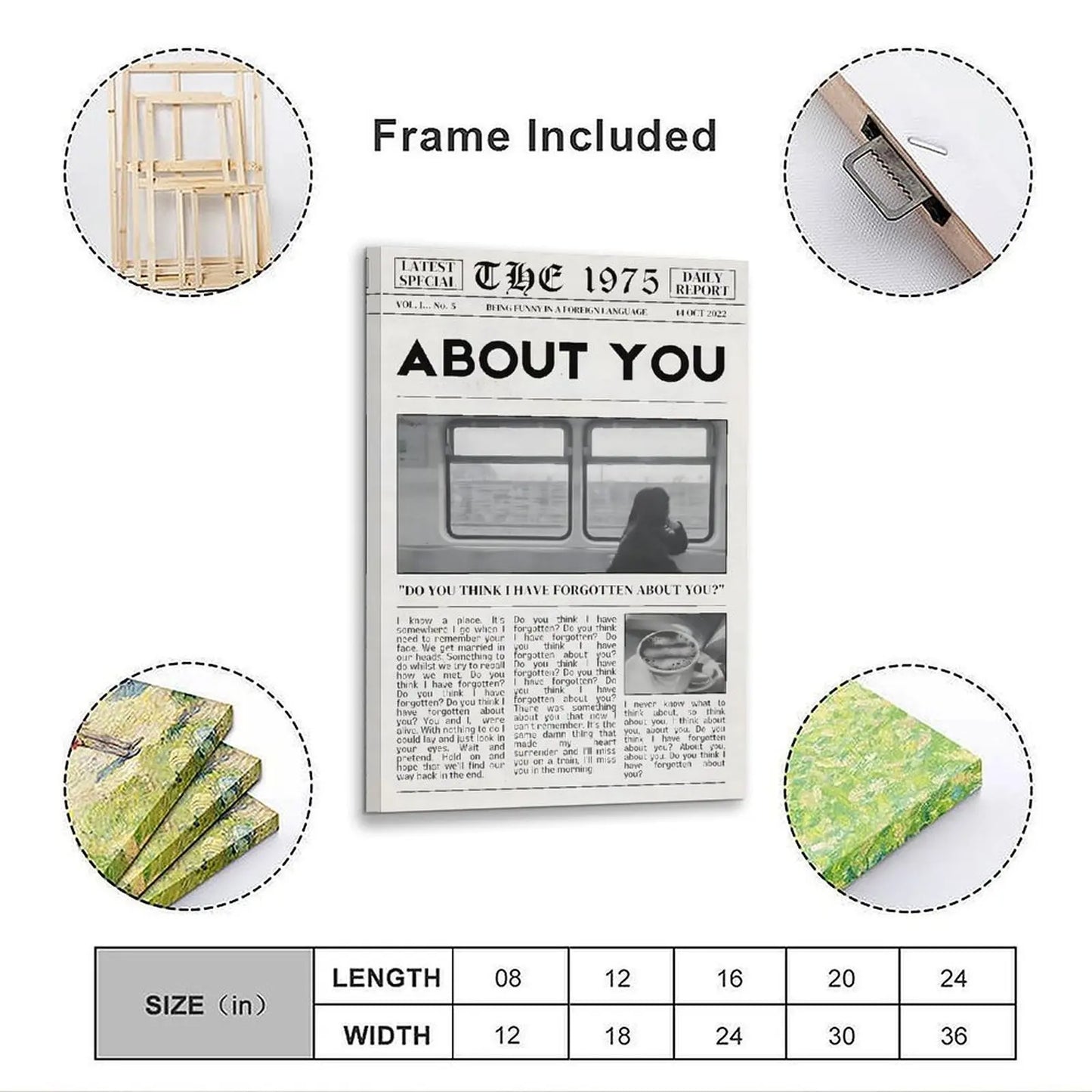 The 1975 About You Poster Music Album Canvas Wall Art Posters Painting Decoration for Home Bedroom Dorm Bathroom Decor Gift