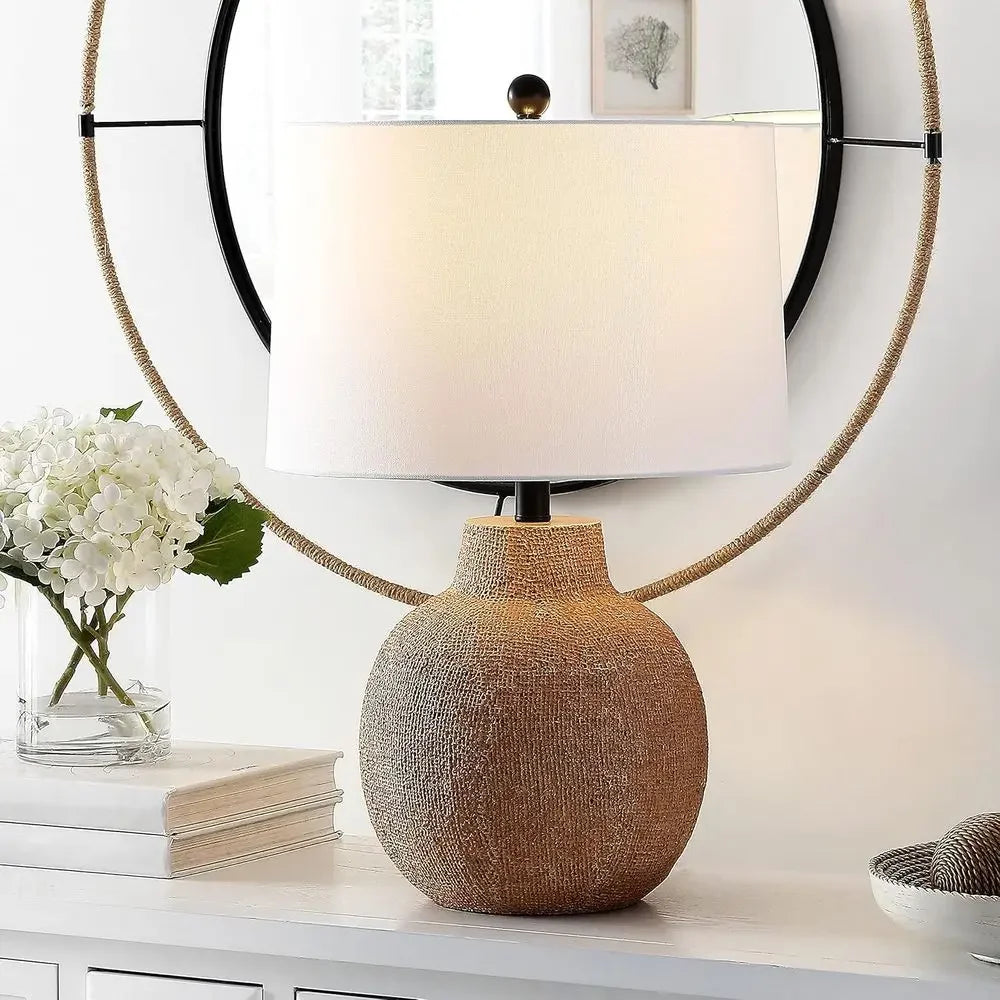 Rustic Brown 24-inch LED Table Lamp for Bedroom, Living Room, and Office with Included Bulb