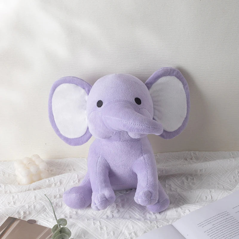 25cm/9.84in Soft Elephant Plush Stuffed Animal - Cute Fluffy Colorful Plush Toy (Multiple Colors: Pink/Blue/Purple/Rainbow) - Id