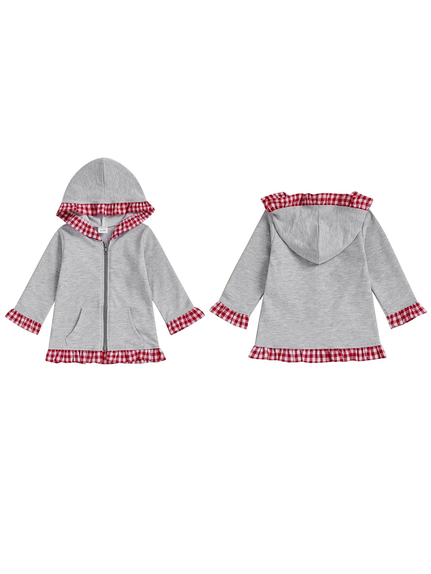 Children s Girls Plaid Hoodie with Zipper Closure Long Sleeve Sweatshirt Jacket for Everyday Casual Wear and Activities