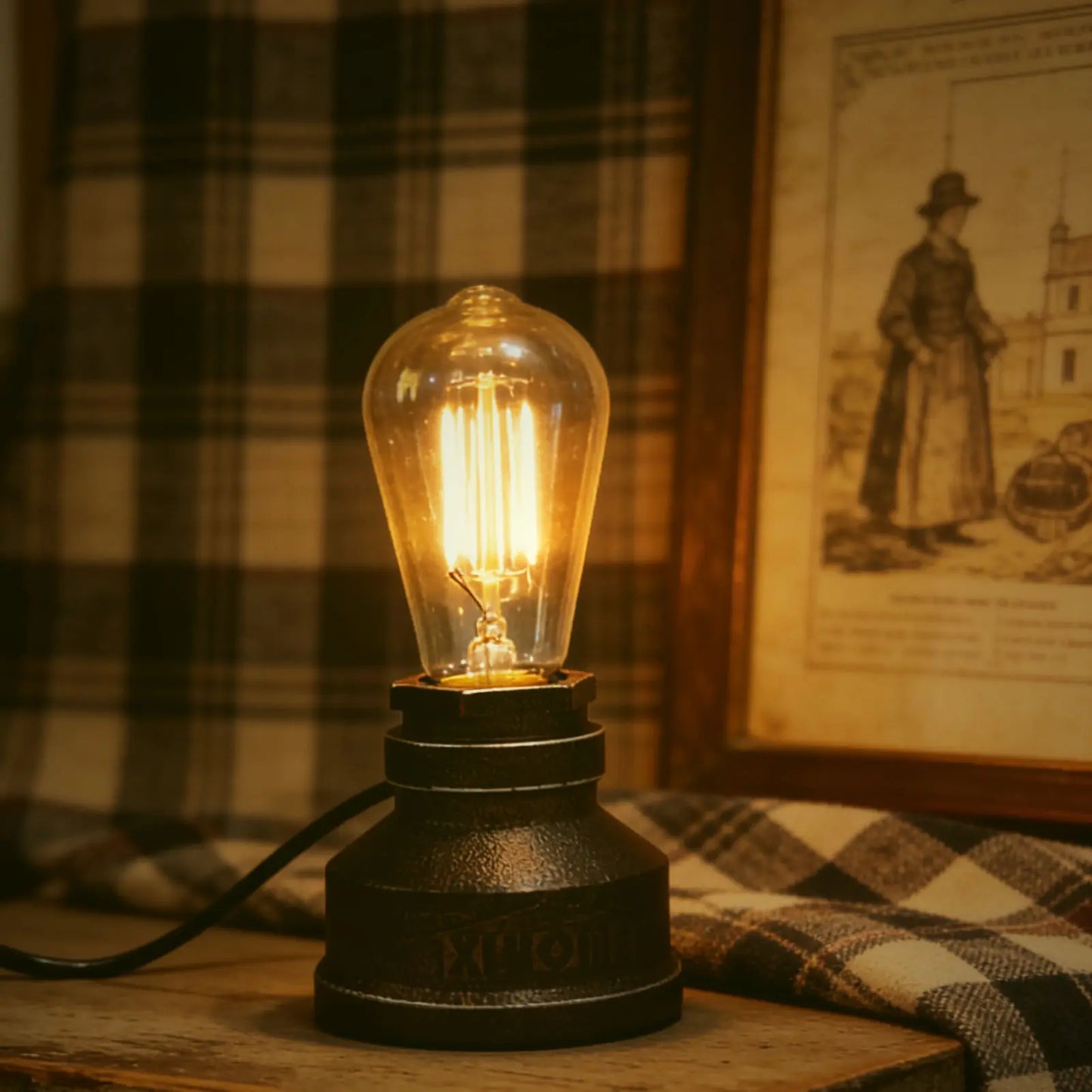 Vintage American Village Style Desk Light Table Lamp Iron Steel Water Pipe Rustic Loft Industrial Retro Base E26 Holder
