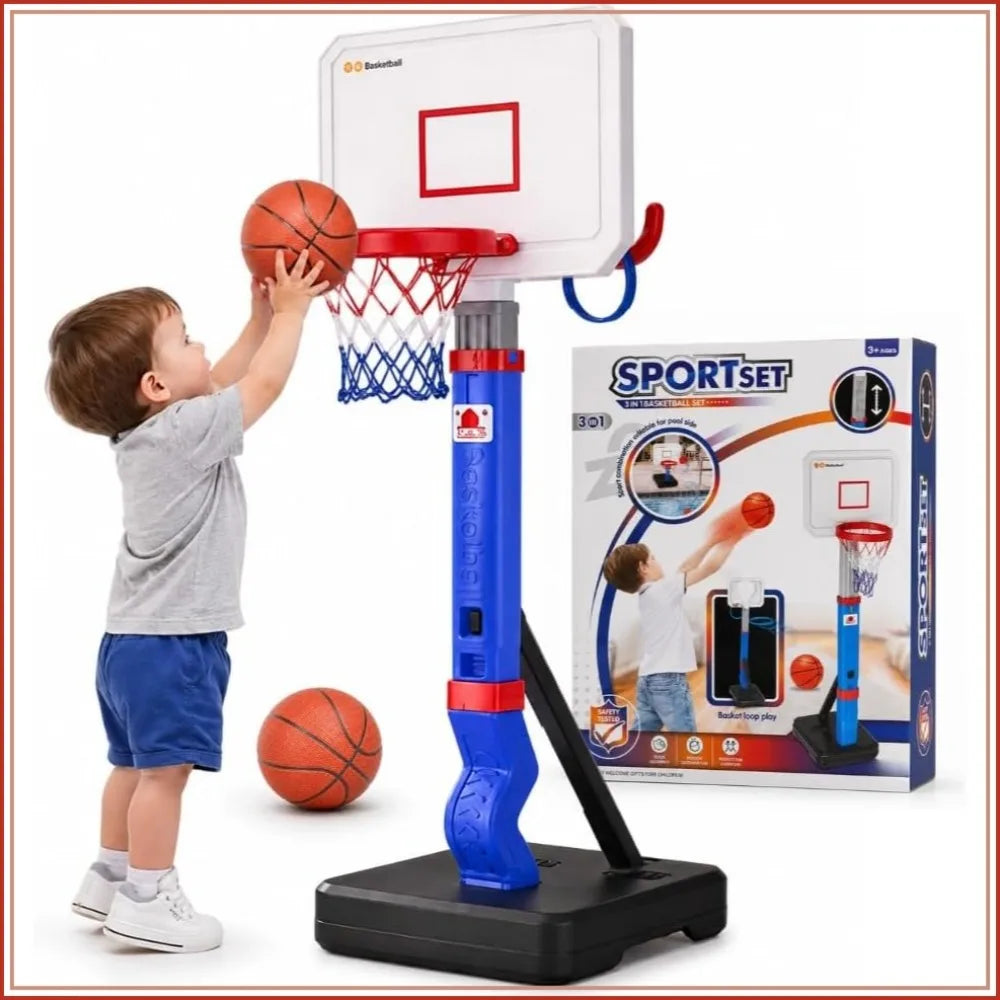 Toddler Basketball Hoop, Height Adjustable 2.5-5.5ft, Indoor & Outdoor Set with Balls & Pump, for Ages 1-5