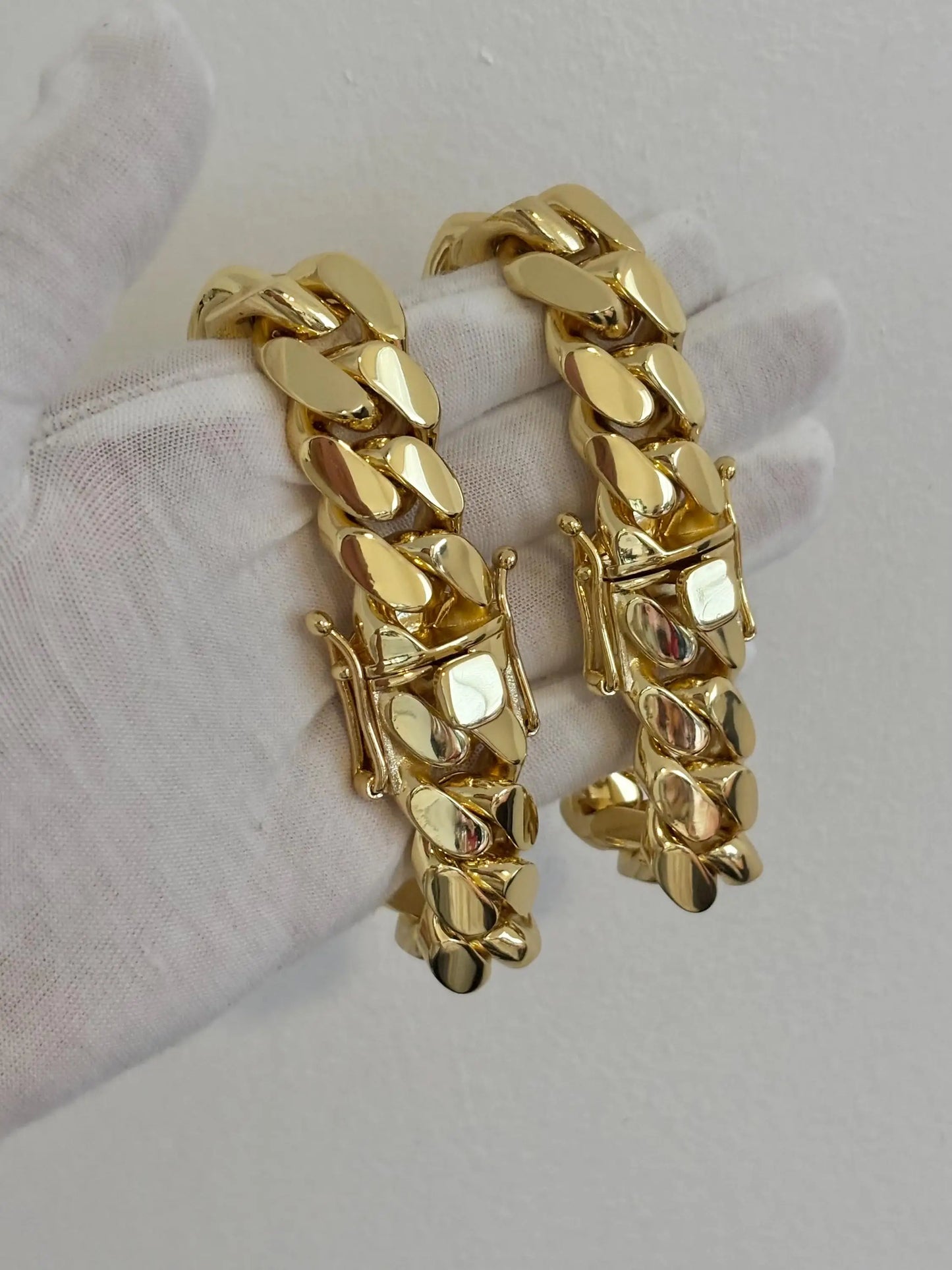 Luxury Miami Curb Cuban Chain unisex Bracelets Miami Cuban Link Bracelets 20mm 14k Gold Plated(Five Times Plated)