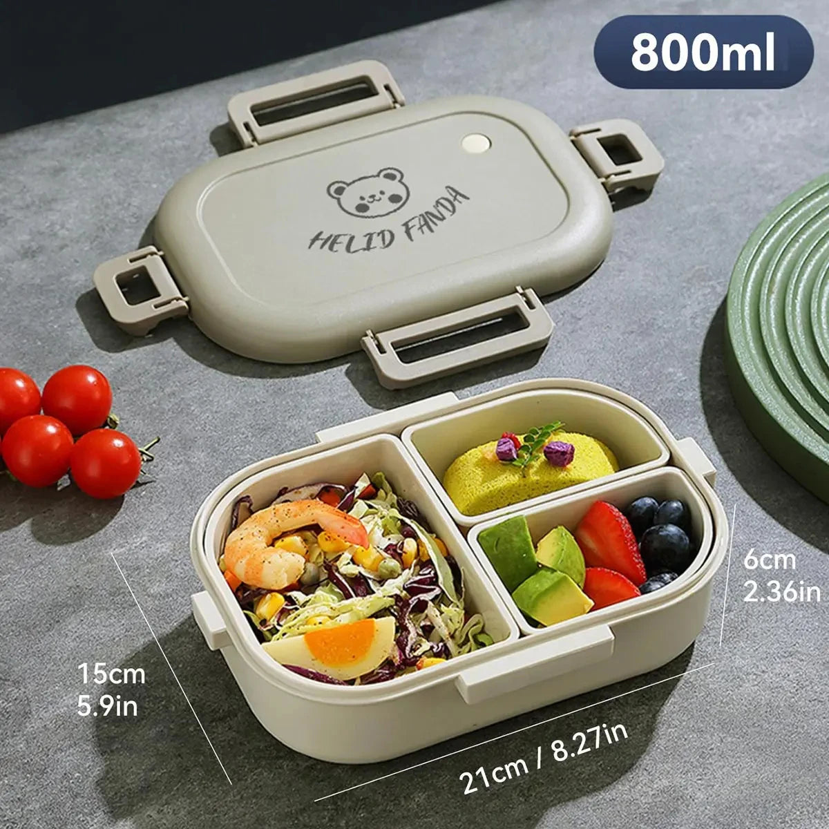 Cartoon Bento Lunch Box for Kids, Leakproof Lunch Fruit Container for Girls, Boys, Toddlers with 2-3 Compartments,Microwave Safe