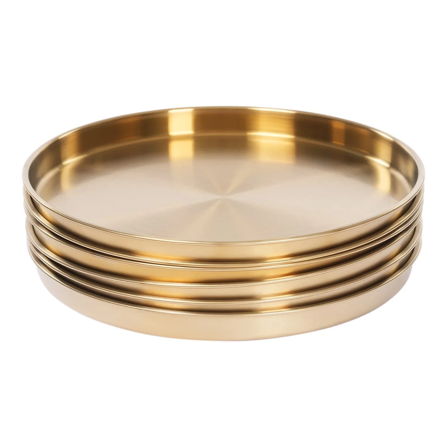 6Pcs Round Serving Trays, Stainless Steel Table Tray, Versatile Gold Decorative Tray Jewelry Display Tray Tea Service Tray NEW