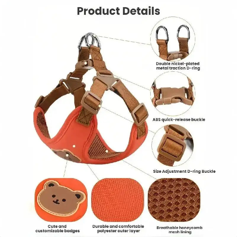 Lead Leash Set For Small Medium Cat Vest Chest Strap Puppy Chihuahua Breathable Harness Dog Walking Pet Supplies
