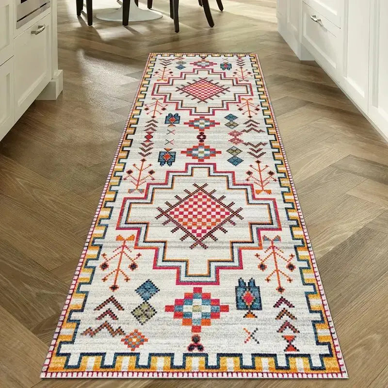 Bohemian Corridor Carpet Geometric Pattern Crystal Velvet Floor Mat Entrance Kitchen Staircase Long Rug Home Decoration