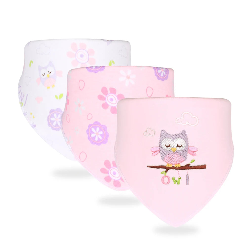 3pcs/set High Quality Baby Bibs Double Layers Cotton Infant Saliva Towel Toddler Boys Girls Cute Baby Bibs Bandanna Burp Cloth