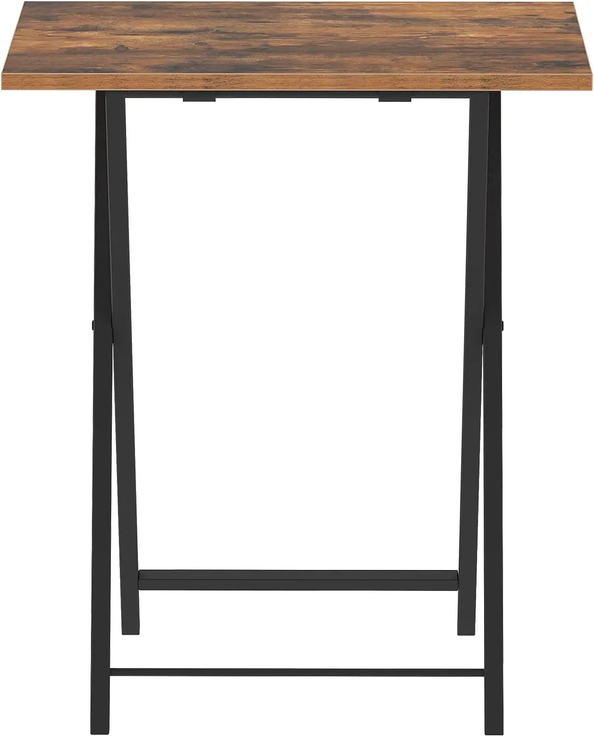 Folding TV Tray Table Set of 2 Compact Side Tables for Small Spaces Industrial Snack Table for Couch Eating Stable Metal Frame