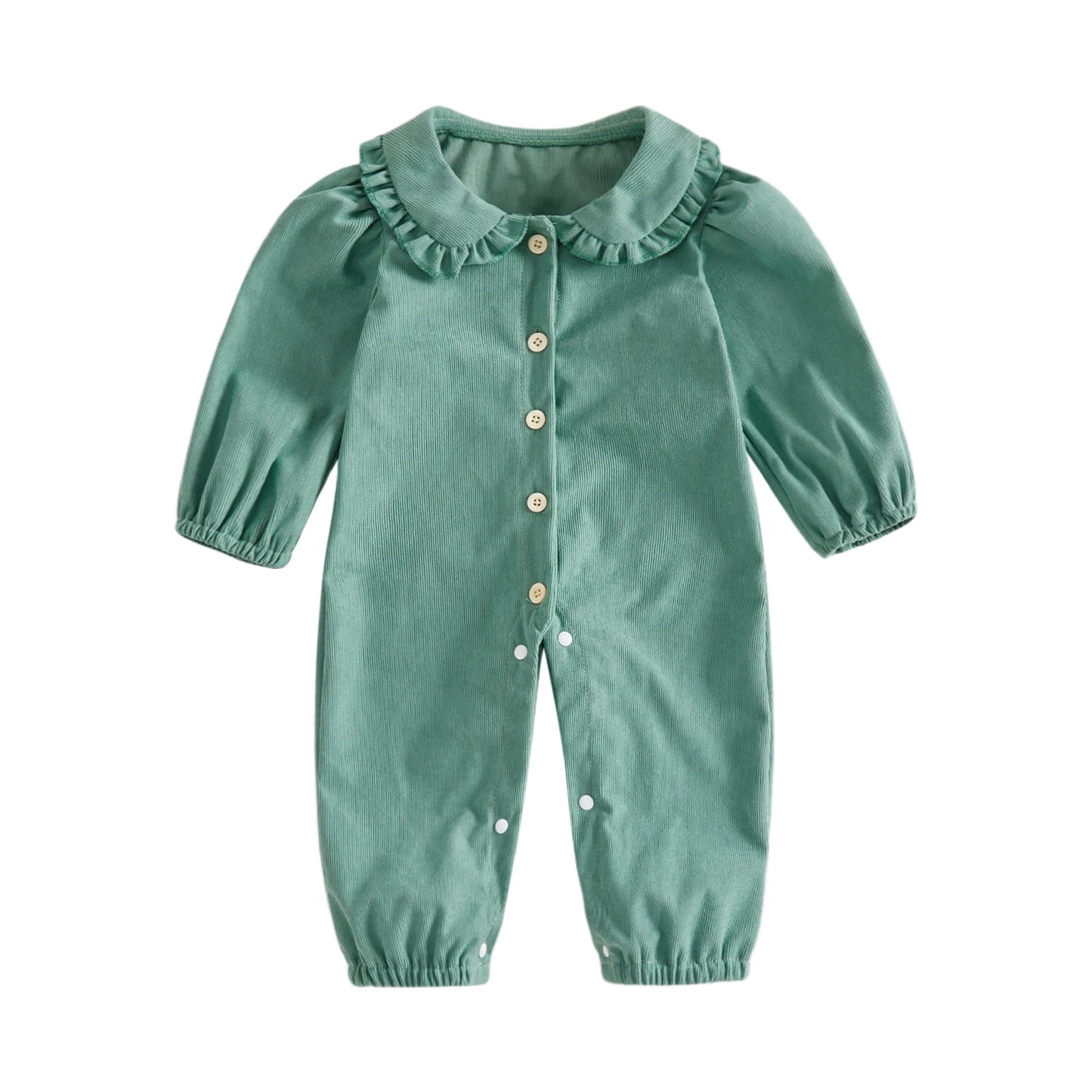 Infant Girl Collar Solid Color Romper Puff Long Collar Jumpsuit Doll Girl-Romper Puff Long Infant Girl Romper