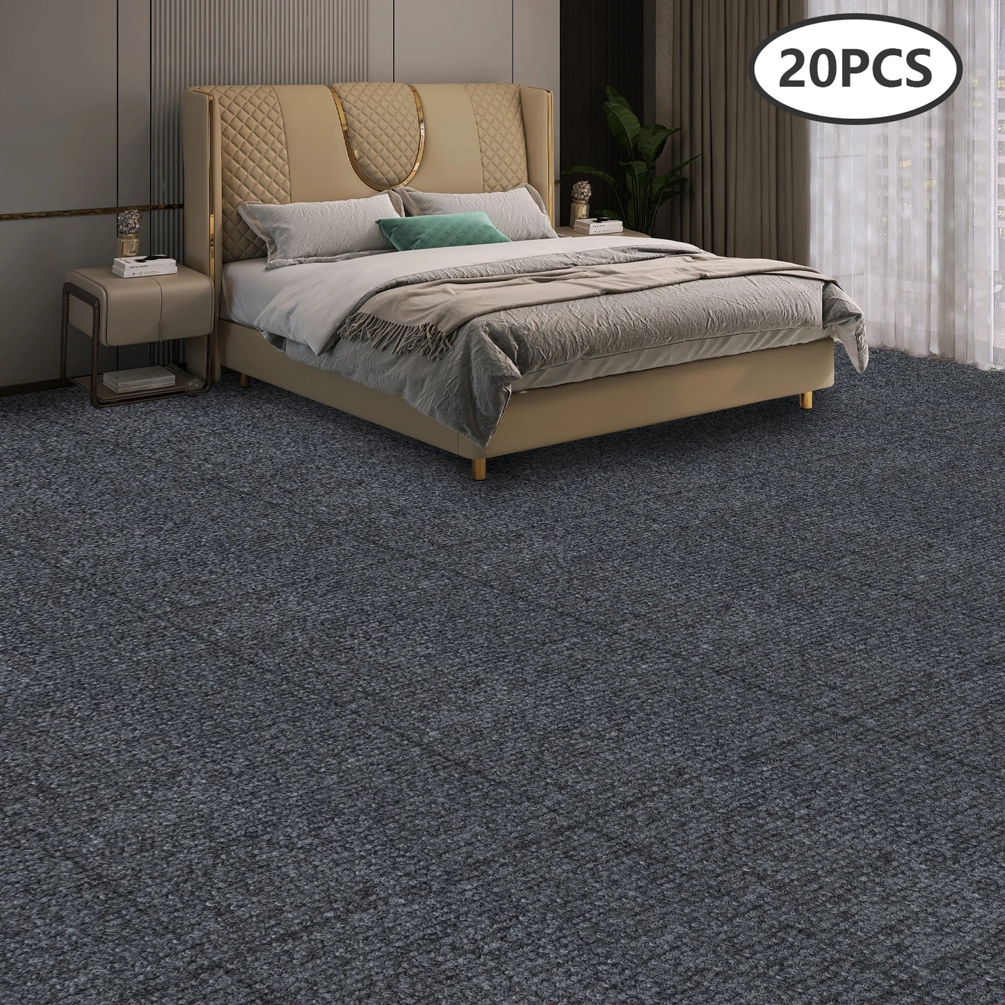 20pcs Carpet Floor Sticker 20*20in Removable DIY Carpet Rug Free Combination Living Room Self-adhesive Carpet Floor Mats Tiles