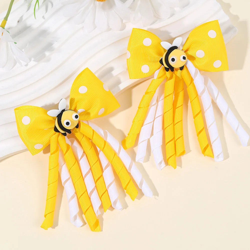 2Pcs Cute Bees Ladybug Hair Clips Insect Ponytail Hairpin Girls Kids Children Trendy Animal Playful Headwear Hair Accessories for Women