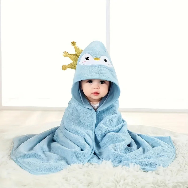 Coral velvet children's bath towel, bath wrap, newborn wrap, towel, thickened cartoon absorbent cape, hug quilt