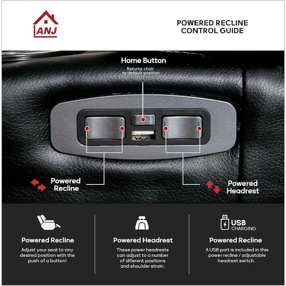 Electric Power Recliner Chair with Adjustable Headrest, Faux Leather Home Theater Seating, Overstuffed Reclining Furniture