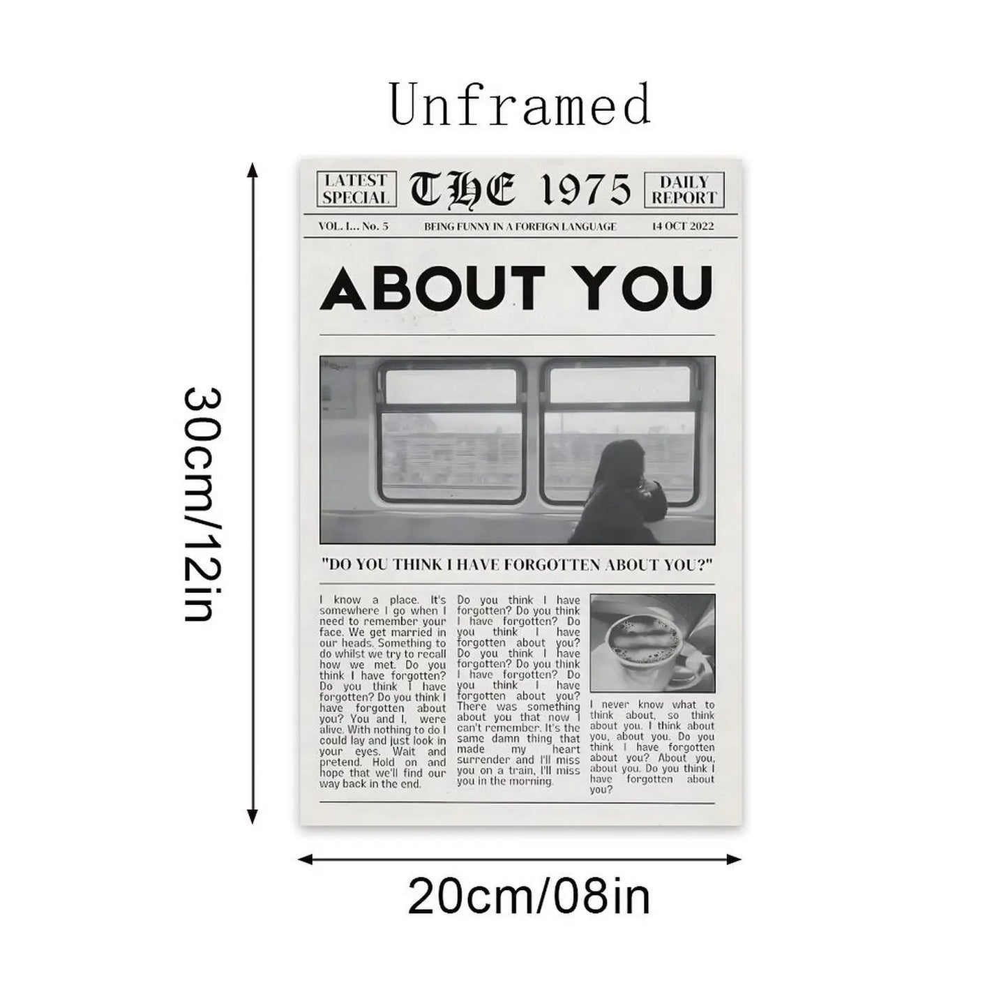 The 1975 About You Poster Music Album Canvas Wall Art Posters Painting Decoration for Home Bedroom Dorm Bathroom Decor Gift
