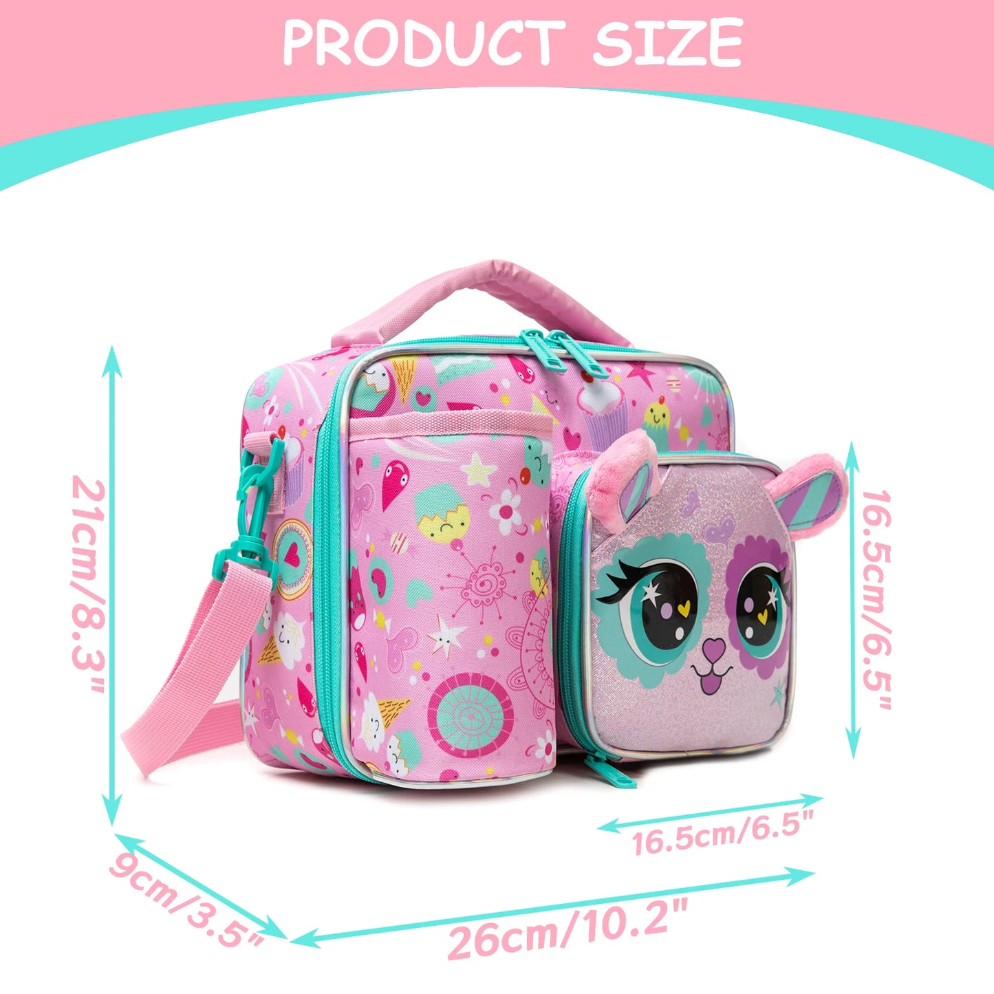 Cute Animal Kids Lunch Box Meal Bag Washable Lunch Bag Reusable Leakproof Bag for School Nursery It's Beautiful for Girls