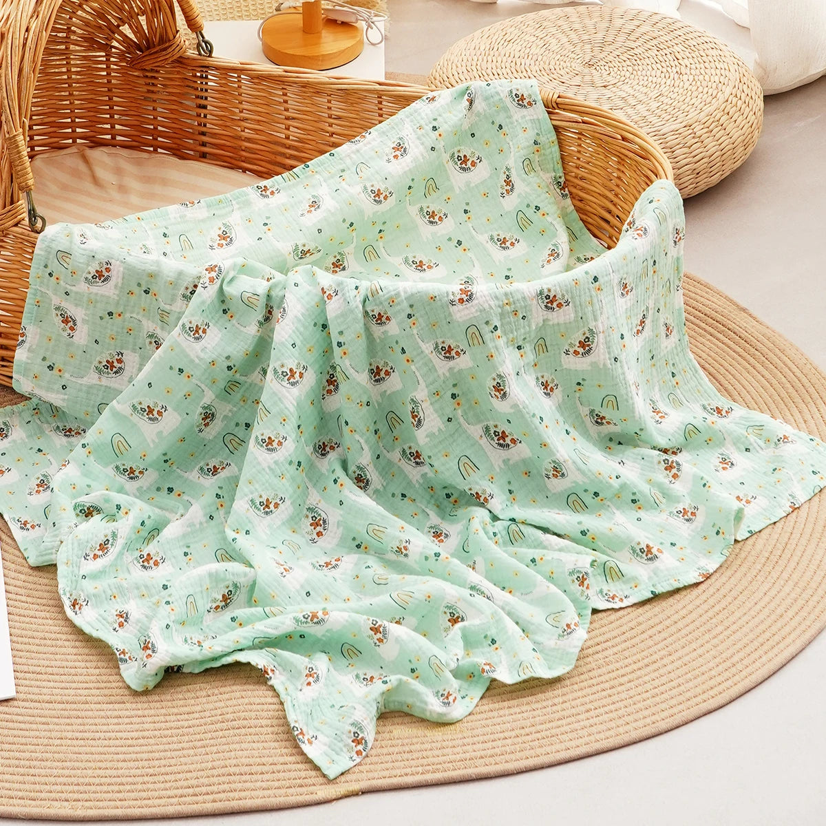 All Season New Arrival 100% Cotton Baby Muslin Swaddle Blanket Newborn Bath Towel Cute Infant Quilt Size 100x100cm