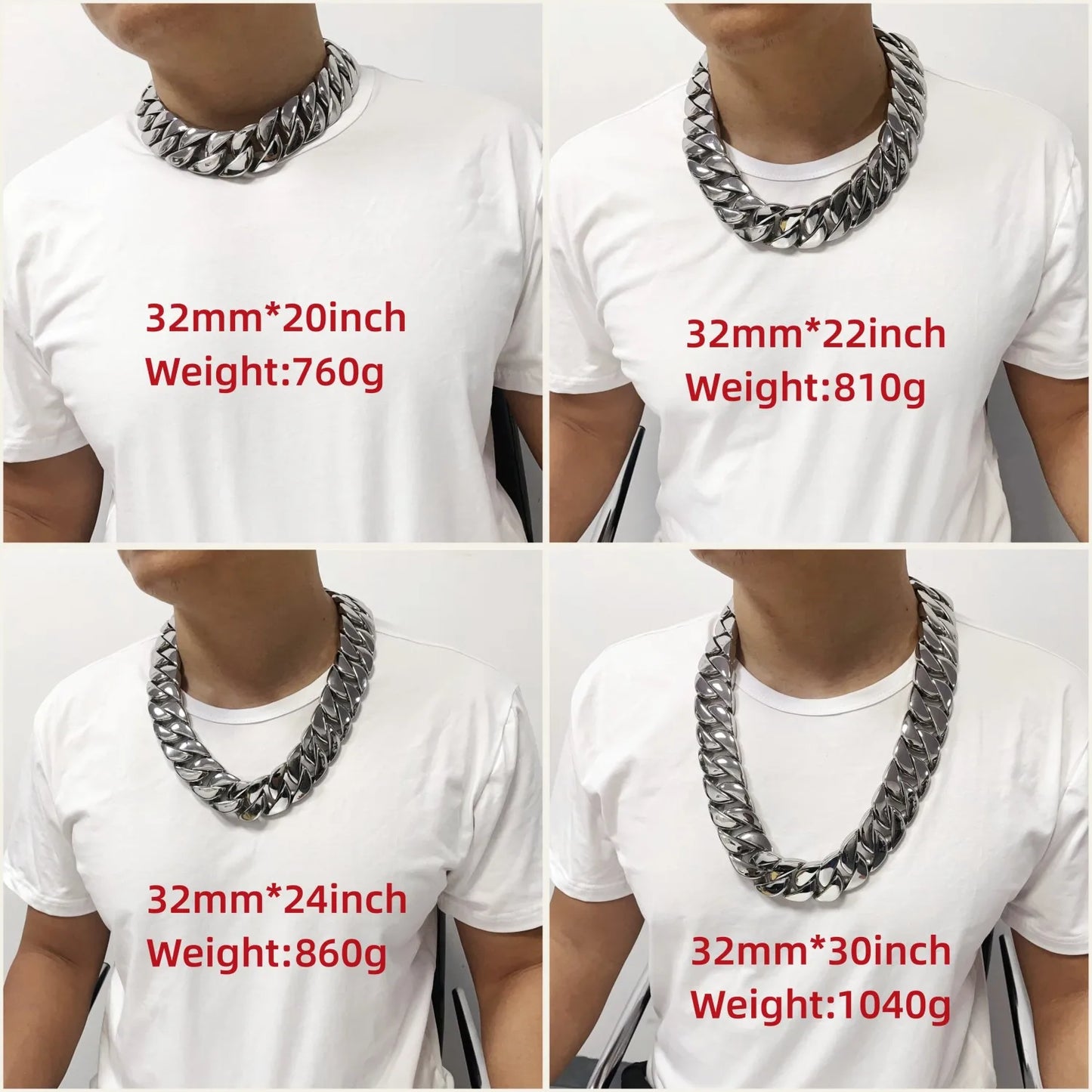 Factory Wholesale 26/32mm Width Big Thick Cuban Link Chain Bracelets Necklaces For Women and Men Silver Gold Color Jewelry