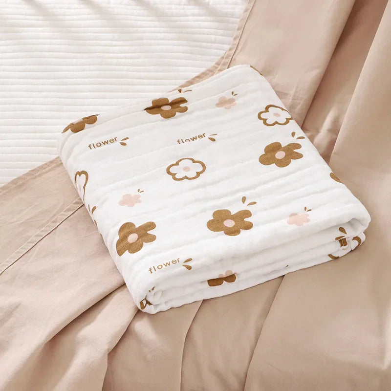 4 Layer Cotton Newborn Baby Bath Towel Swaddle Blanket Babies Bedding Gauze Blankets Stroller Cover Children's Shower Towel