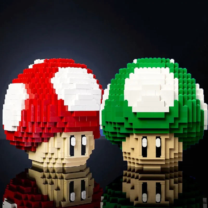779PCS MOC Game Figures Red Green Mushroom Building Blocks Model Desktop Ornament Assembly Toys Collect Gifts for Kids Adult
