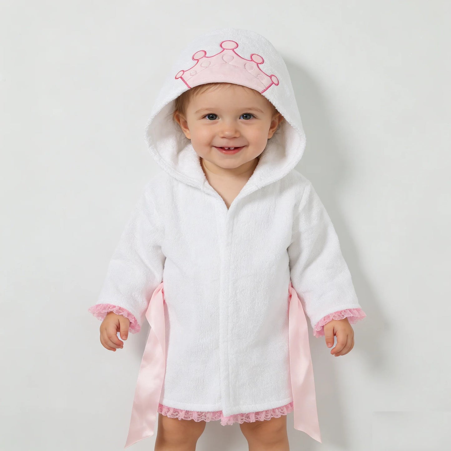 Girl Bathrobe Wash Waddle Princess Crown Hooded Towel Terry Newborn Blankets Bath Robes 0-5Years Ultra Absorbent