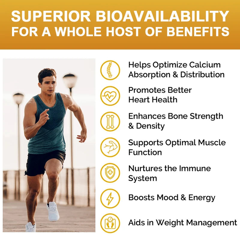 4in1 Vitamin D3 Calcium Capsules for Bone Strength Heart Health Immune Support Nerve and Muscle Function Health