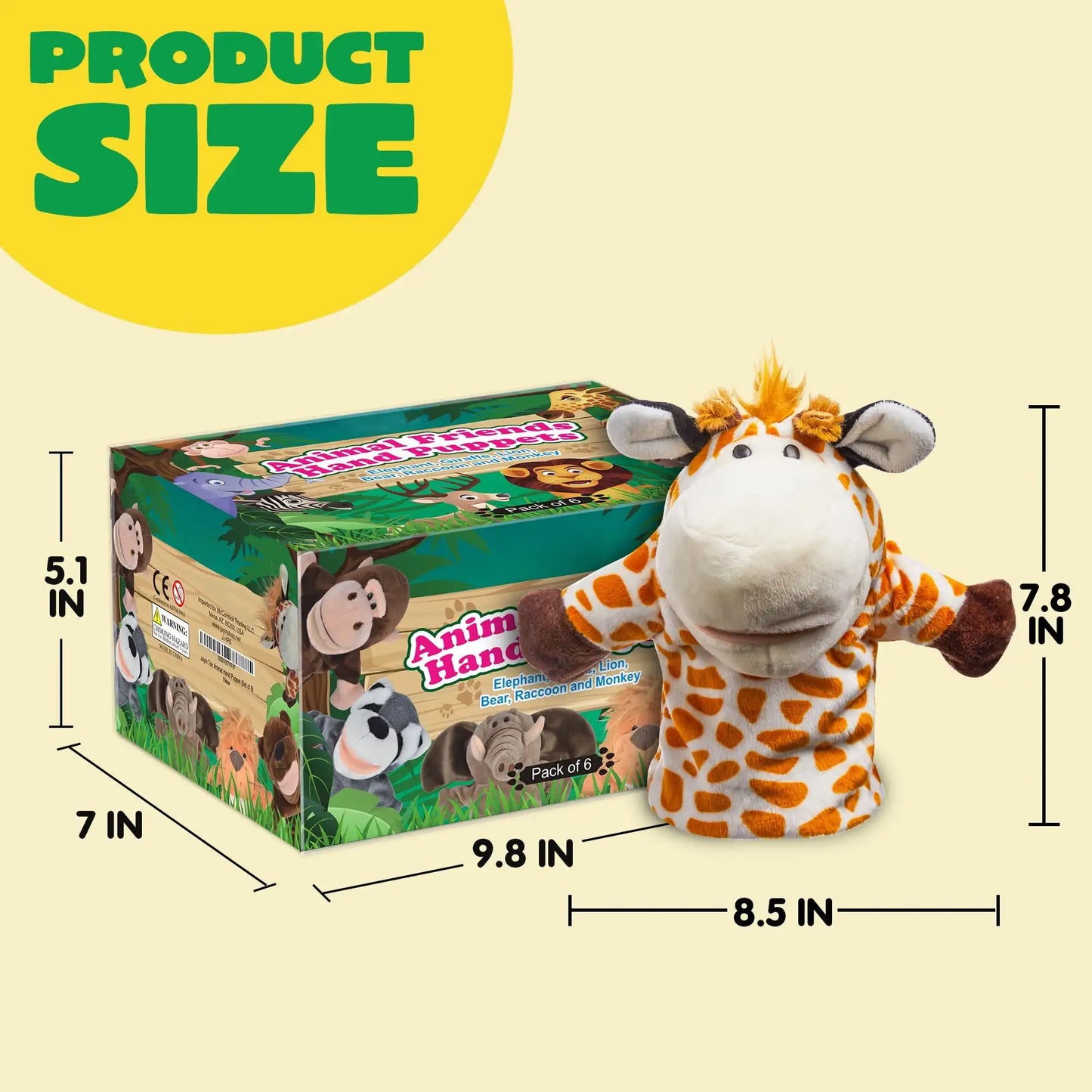 6Pcs Kids Hand Puppet with Mouth Toddler Animal Plush Toy for Show Theater Kids Birthday Gifts Easter Basket Stuffers