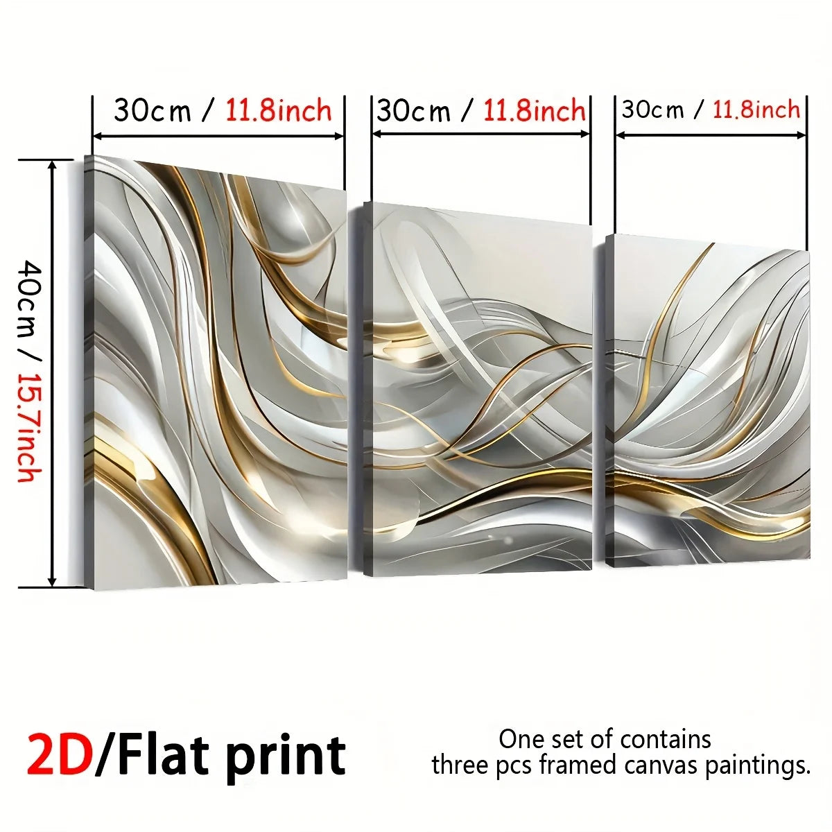 Modern Abstract Line Art 3-Piece Framed Canvas Wall Art Set, Living Room Sofa Background Decorative Painting, High-Definition Giclee Prints, Ready to Hang（Local Warehouse Fast Shipping）