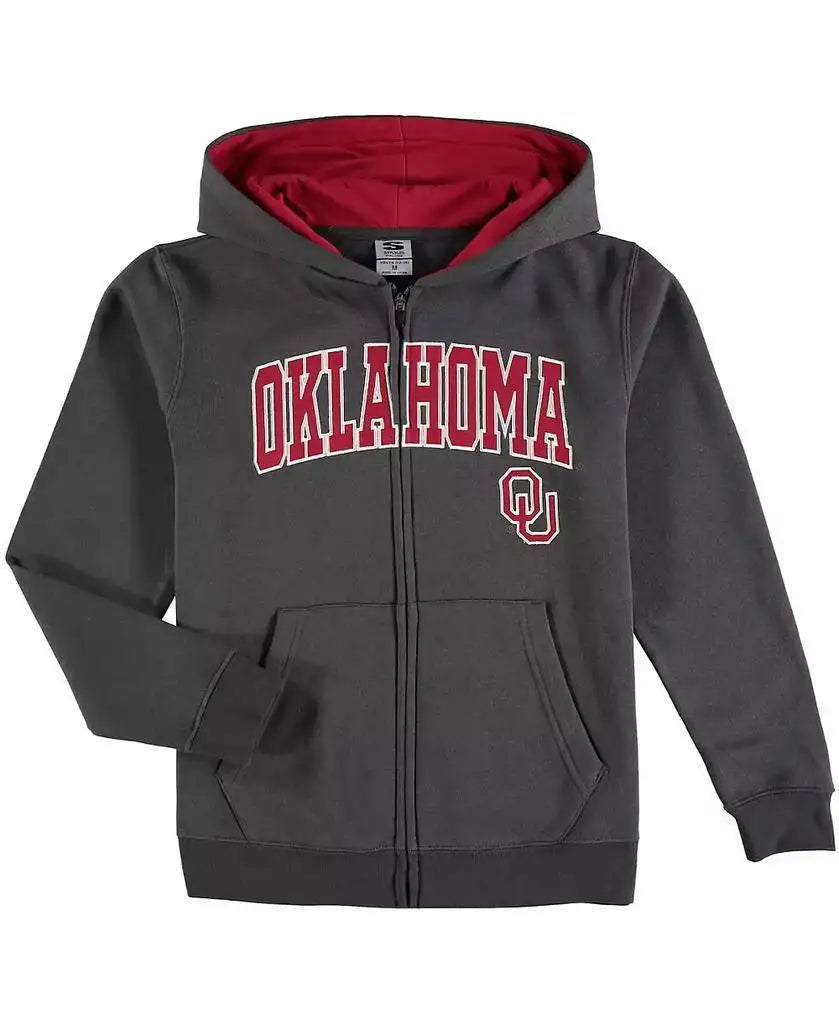 | Youth Boys Oklahoma Sooners Applique Arch and Logo Full-zip Hoodie