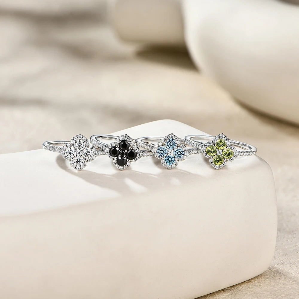 S925 Sterling Silver Halo Classic Moissanite Rings for Women Girls Anniversary Gifts Fine Jewelry Shipping from the USA