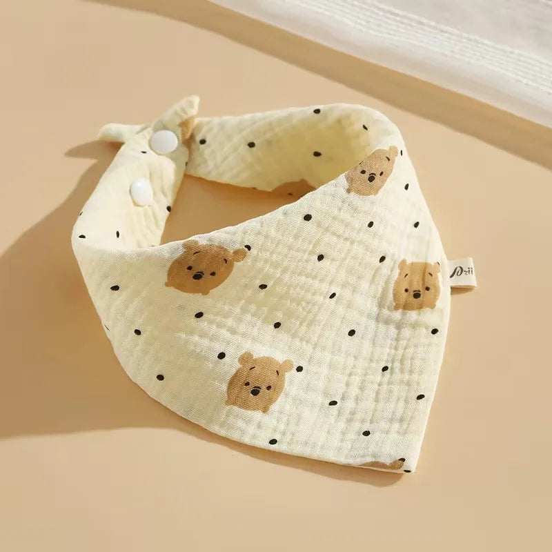 6pcs Cotton Baby Bibs Triangle Scarf 4-layer Gauze Newborn Saliva Towel Anti-spitting Milk Muslin Burp Cloth Babies Accessories